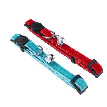 Paws & Claws Velvet Adjustable Breakaway Cat Collar with Bell - 20-30x1cm